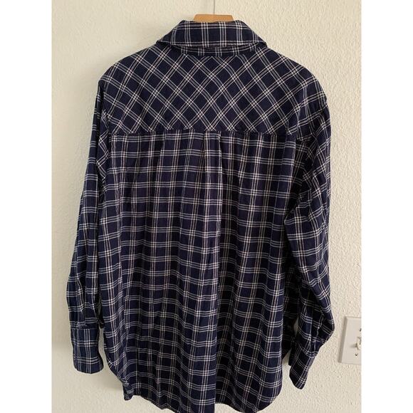 Lane Bryant Blue Plaid Button-Down Flannel Shirt Womens Long Sleeve Size 14/16 - Picture 3 of 6